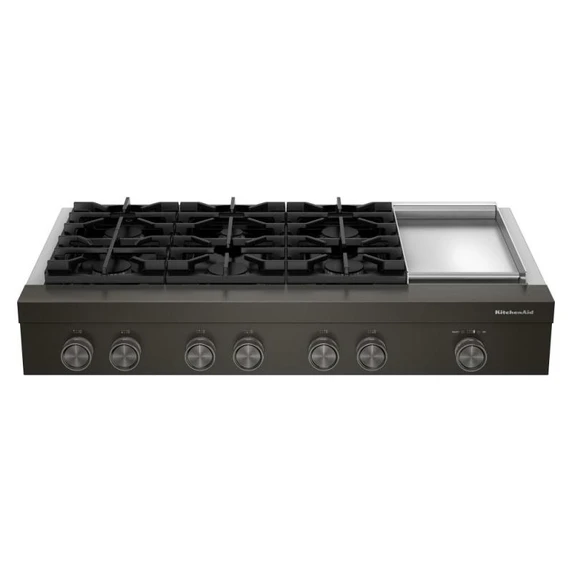 KitchenAid® 48-inch 6-Burner Gas Commercial-Style Rangetop with Griddle KCGK948TBE
