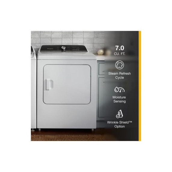 Whirlpool® 7.0 Cu. Ft. Top Load Gas Moisture Sensing Dryer with Steam WGD5050LW