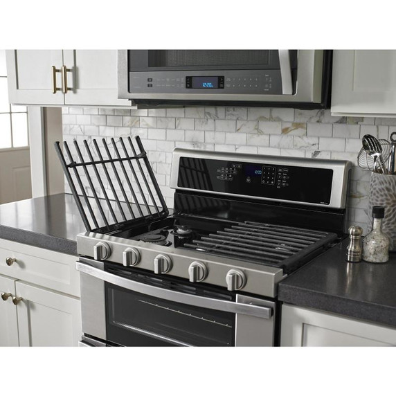 Whirlpool® 6.0 Cu. Ft. Gas Double Oven Range with Center Oval Burner WGG745S0FS