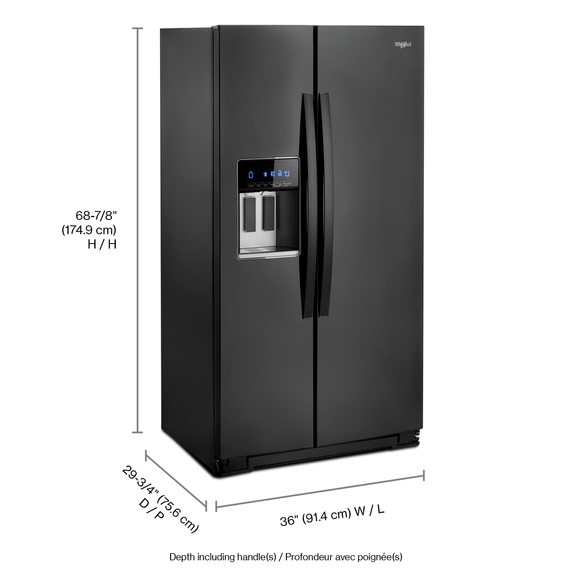 Whirlpool® 36-inch Wide Counter Depth Side-by-Side Refrigerator - 21 cu. ft. WRS571CIHB