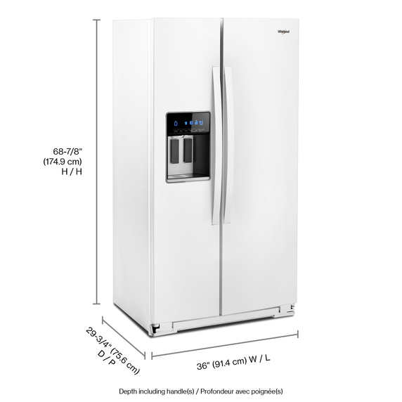 Whirlpool® 36-inch Wide Counter Depth Side-by-Side Refrigerator - 21 cu. ft. WRS571CIHW