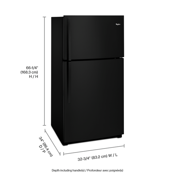 Whirlpool® 33-inch Wide Top Freezer Refrigerator - 21 cu. ft. WRT541SZDB