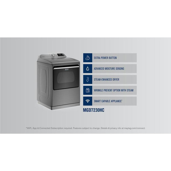 Maytag® Smart Top Load Gas Dryer with Extra Power Button - 7.4 cu. ft. MGD7230HC