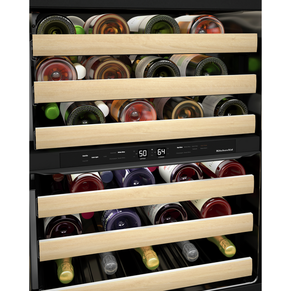 Kitchenaid® 24 Undercounter Wine Cellar with Glass Door and Wood-Front Racks KUWR214KSB