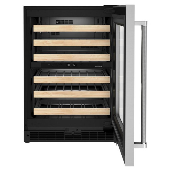 Kitchenaid® 24" Undercounter Wine Cellar with Glass Door and Wood-Front Racks KUWR214KSB Kitchenaid® 24" Undercounter Wine Cellar with Glass Door and Wood-Front Racks KUWR214KSB