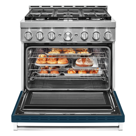 KitchenAid® 36'' Smart Commercial-Style Gas Range with 6 Burners KFGC506JIB