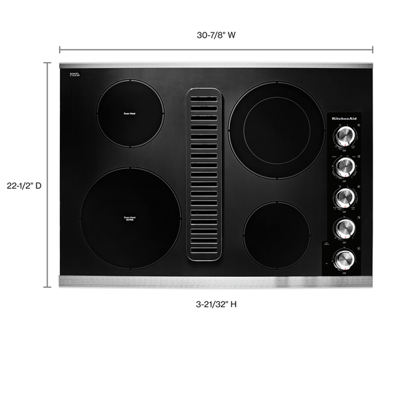 Kitchenaid® 30 Electric Downdraft Cooktop with 4 Elements KCED600GSS