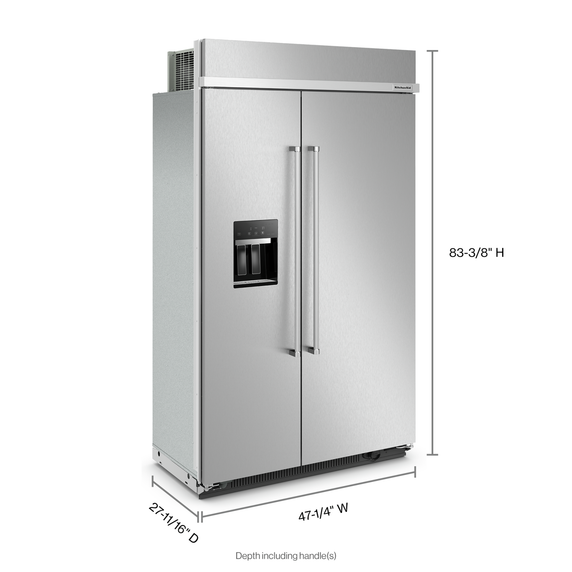 Kitchenaid® 29.4 Cu. Ft. 48 Built-In Side-by-Side Refrigerator with Ice and Water Dispenser with PrintShield™ Finish KBSD708MPS