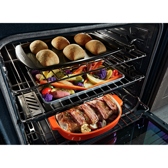 Kitchenaid® 30-Inch 5-Burner Gas Slide-In Convection Range KSGG700EBS