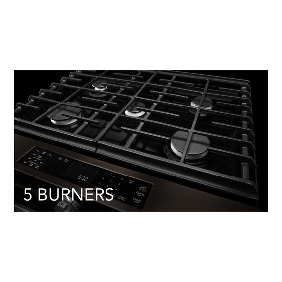 Kitchenaid® 30-Inch 5-Burner Gas Slide-In Convection Range KSGG700EBS