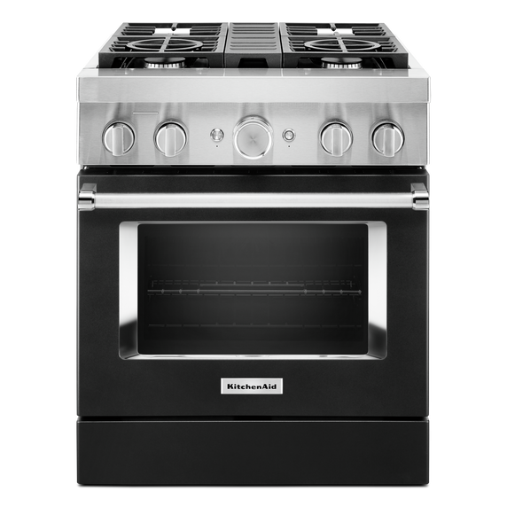 KitchenAid® 30'' Smart Commercial-Style Dual Fuel Range with 4 Burners KFDC500JBK