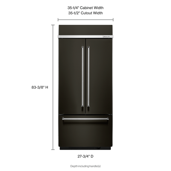 Kitchenaid® 20.8 Cu. Ft. 36 Width Built In Stainless Steel French Door Refrigerator with Platinum Interior Design KBFN506EBS