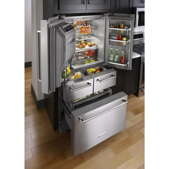Kitchenaid® 25.8 Cu. Ft. 36" Multi-Door Freestanding Refrigerator with Platinum Interior Design KRMF706ESS
