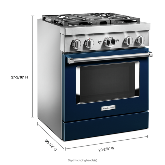 KitchenAid® 30'' Smart Commercial-Style Dual Fuel Range with 4 Burners KFDC500JIB