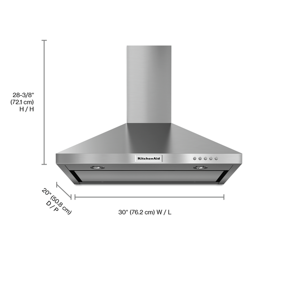 Kitchenaid® 30 Wall-Mount, 3-Speed Canopy Hood KVWB400DSS