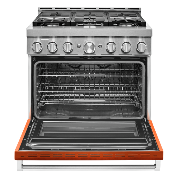 KitchenAid® 36'' Smart Commercial-Style Gas Range with 6 Burners KFGC506JSC