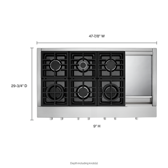 KitchenAid® 48'' 6-Burner Commercial-Style Gas Rangetop with Griddle KCGC558JSS