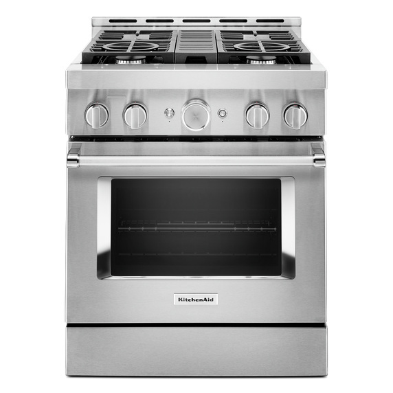 KitchenAid® 30'' Smart Commercial-Style Gas Range with 4 Burners KFGC500JSS