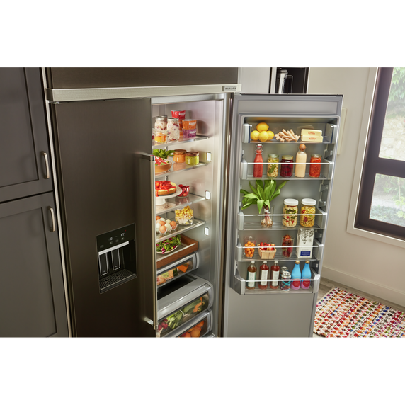 Kitchenaid® 29.4 Cu. Ft. 48" Built-In Side-by-Side Refrigerator with Ice and Water Dispenser KBSD708MBS