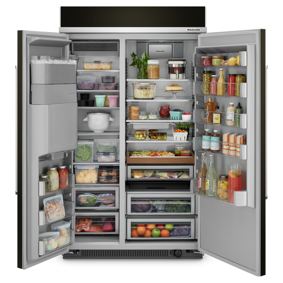 Kitchenaid® 29.4 Cu. Ft. 48 Built-In Side-by-Side Refrigerator with Ice and Water Dispenser and PrintShield™ Finish KBSD708MBS