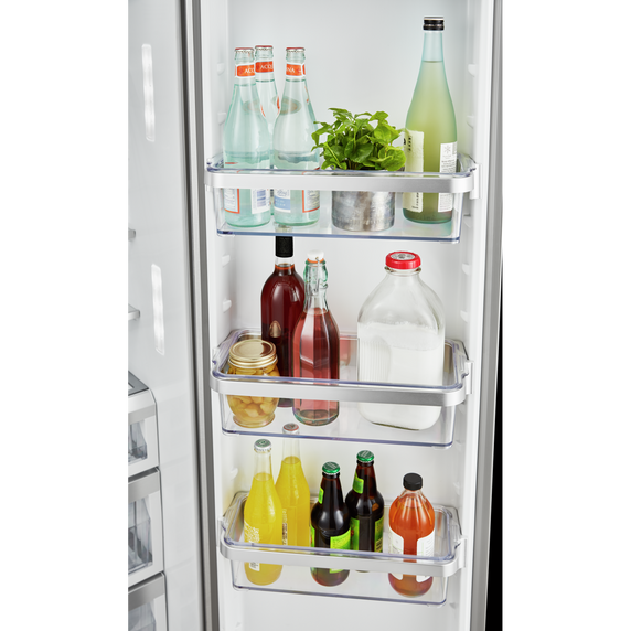 Kitchenaid® 19.9 cu ft. Counter-Depth Side-by-Side Refrigerator with Exterior Ice and Water and PrintShield™ finish KRSC700HBS