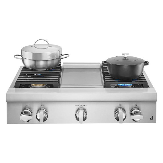 Jennair® 36" NOIR™ Gas Professional-Style Rangetop with Chrome-Infused Griddle JGCP536HM