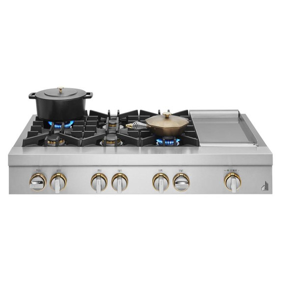 Jennair® 48" RISE™ Gas Professional-Style Rangetop with Chrome-Infused Griddle JGCP548HL