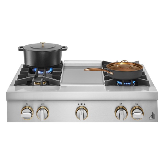 Jennair® 36" RISE™ Gas Professional-Style Rangetop with Chrome-Infused Griddle JGCP536HL