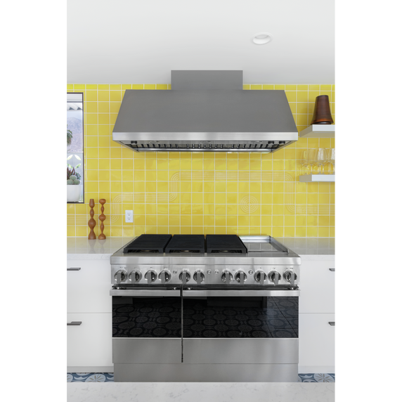 Jennair® NOIR™ 48" Dual-Fuel Professional-Style Range with Chrome-Infused Griddle and Steam Assist JDSP548HM