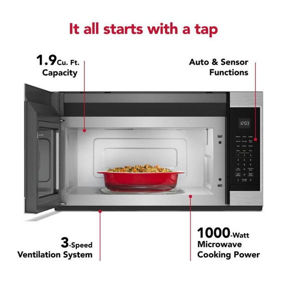KitchenAid® 1.9cu ft Over The Range Microwave with Print Shield® YKMMS130RPS