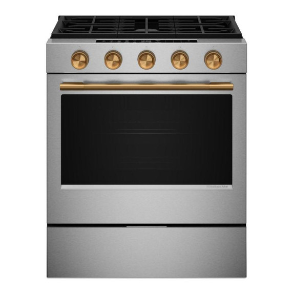 Kitchenaid® 5.0 Cu. Ft. Smart Slide-in Gas Range with Convection Cooking Modes and 2-in-1 Burner KSGS530SPS