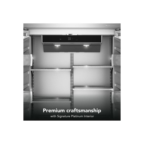 Kitchenaid® 20.8 Cu. Ft. 36" Built-In French Door Bottom Mount Refrigerator with Platinum Interior KBFN536SBE