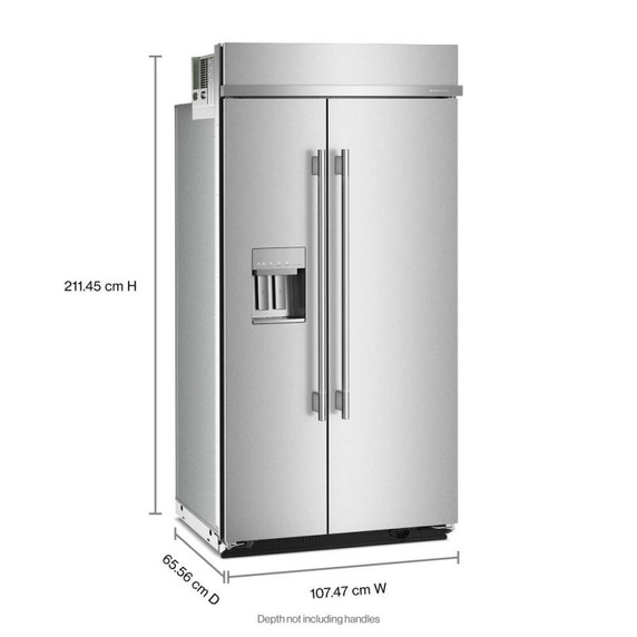 Kitchenaid® 25.1 Cu. Ft. 42" Built-In Side-by-Side Refrigerator features Exterior Water and Ice Dispenser with Measured Fill KBSD742SPS