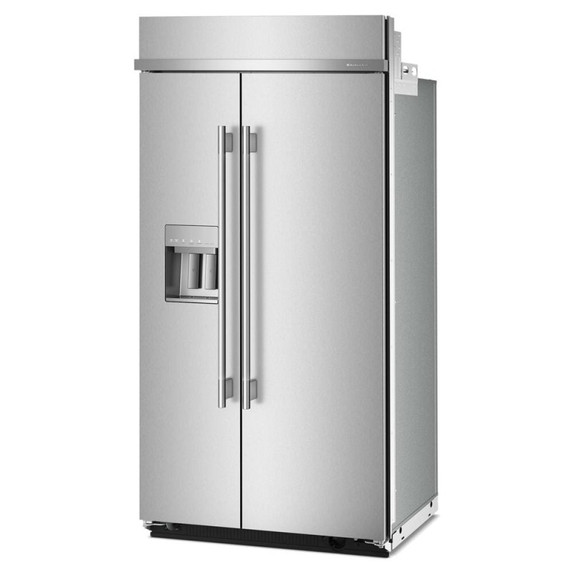Kitchenaid® 25.1 Cu. Ft. 42" Built-In Side-by-Side Refrigerator features Exterior Water and Ice Dispenser with Measured Fill KBSD742SPS