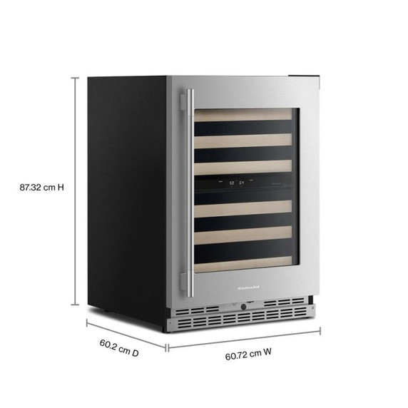 Kitchenaid® 24" Undercounter Wine Cellar with Full-Extension Wood-Front Racks KUWR524SPS
