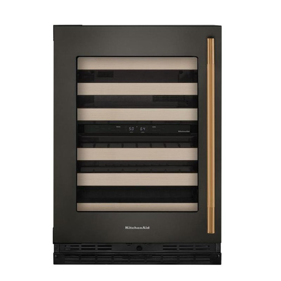 Kitchenaid® 24" Undercounter Wine Cellar with Full-Extension Wood-Front Racks KUWL524SBE