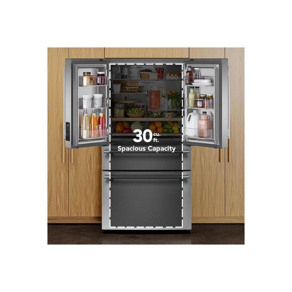 Kitchenaid® 30 cu. ft. French Door Refrigerator with Interior Water and Ice and FreshChill™ Full-Width Refrigerated Drawer KRMF336SPS