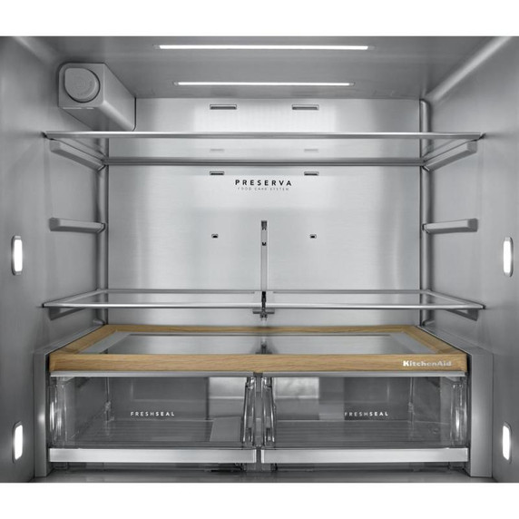Kitchenaid® 29 cu. ft. French Door Refrigerator with Exterior Water and Ice and FreshChill™ Full-Width Refrigerated Drawer KRMF436SPS