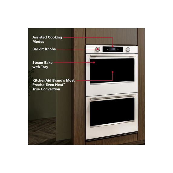 Kitchenaid® 30-inch Smart Electric Double Wall Oven with Assisted Cooking Modes - White KOED730SWH