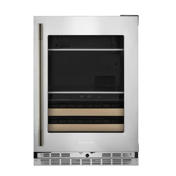 Kitchenaid® 24" Beverage Center with Glass Door and Wood-Front Racks KUBR524SPS