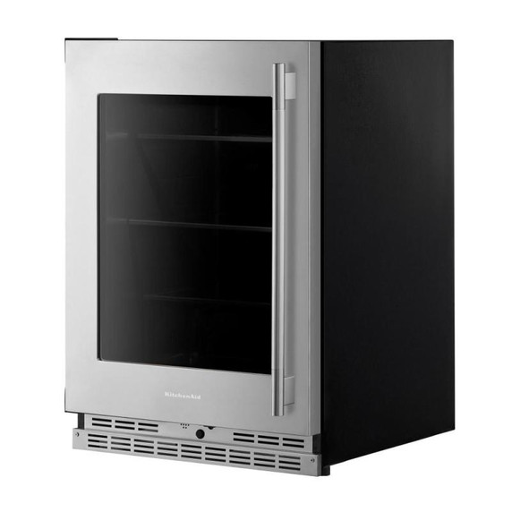 Kitchenaid® 24" Undercounter Refrigerator with Glass Door and Shelves with Metallic Accents KURL524SPS