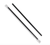 8"x6mm Pointed End Wrapped Black Straws, 24 Packs of 300 (7200/Case)