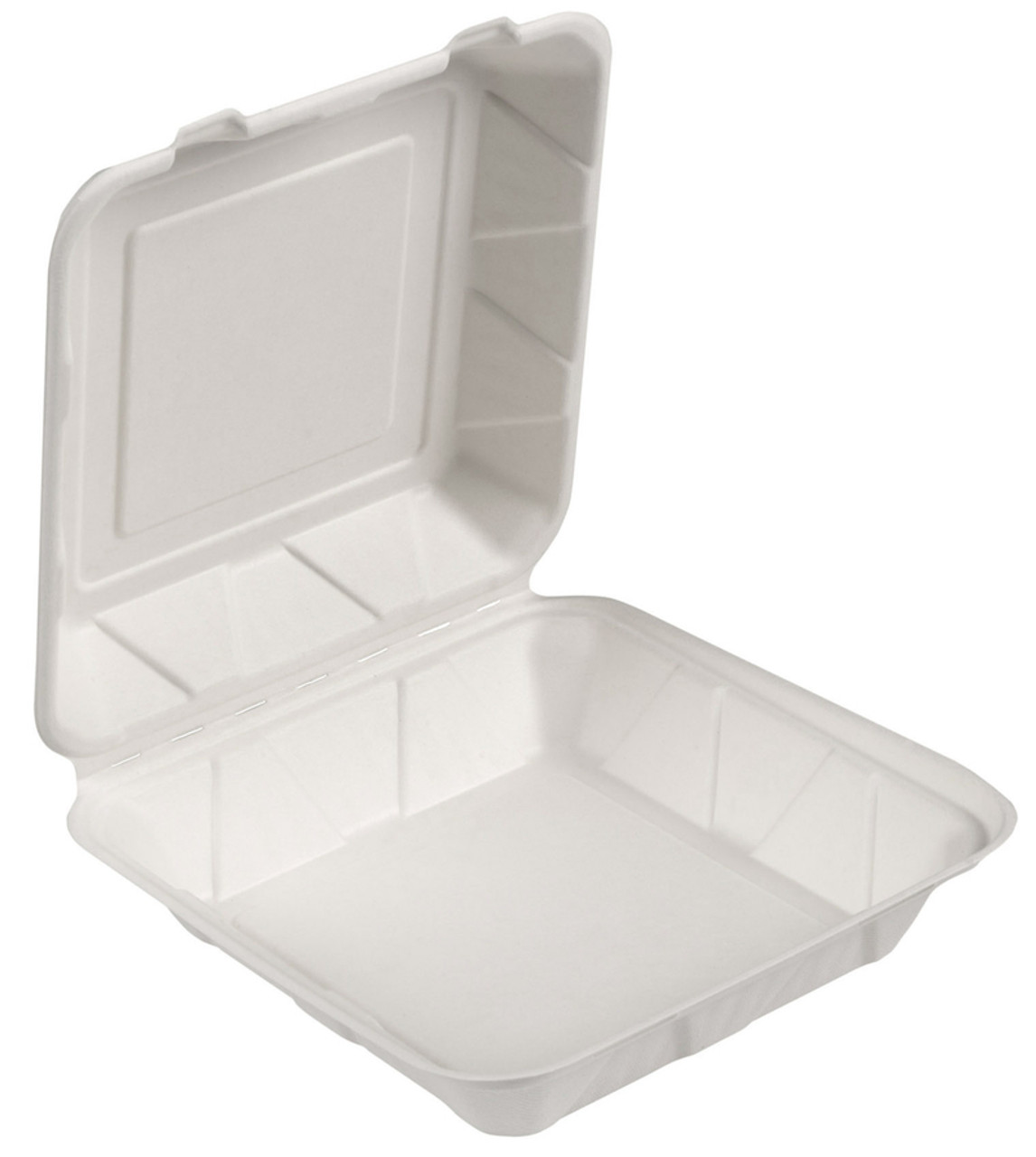 White Hinged Large Food Container, 3 Compartment, 9x9x3