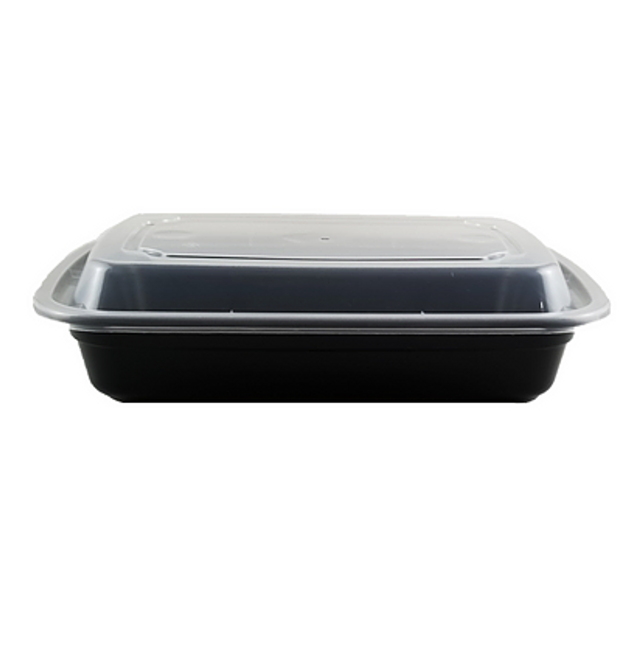 28 oz Rectangle Black Base Container with Clear Lid (150/Case)