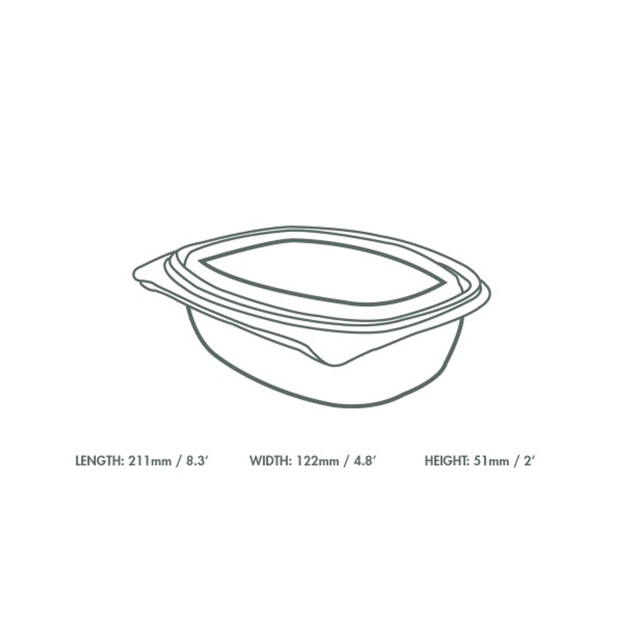 Choice 8 oz. Clear RPET Hinged Deli Container - 200/Case