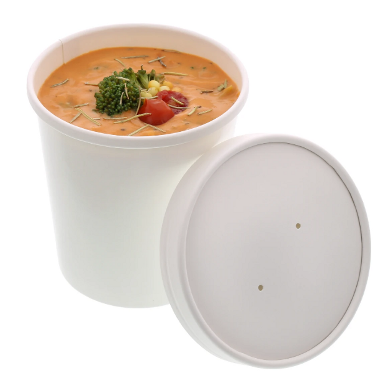 White Disposable Soup Containers with Lids for To-Go Food (16 oz