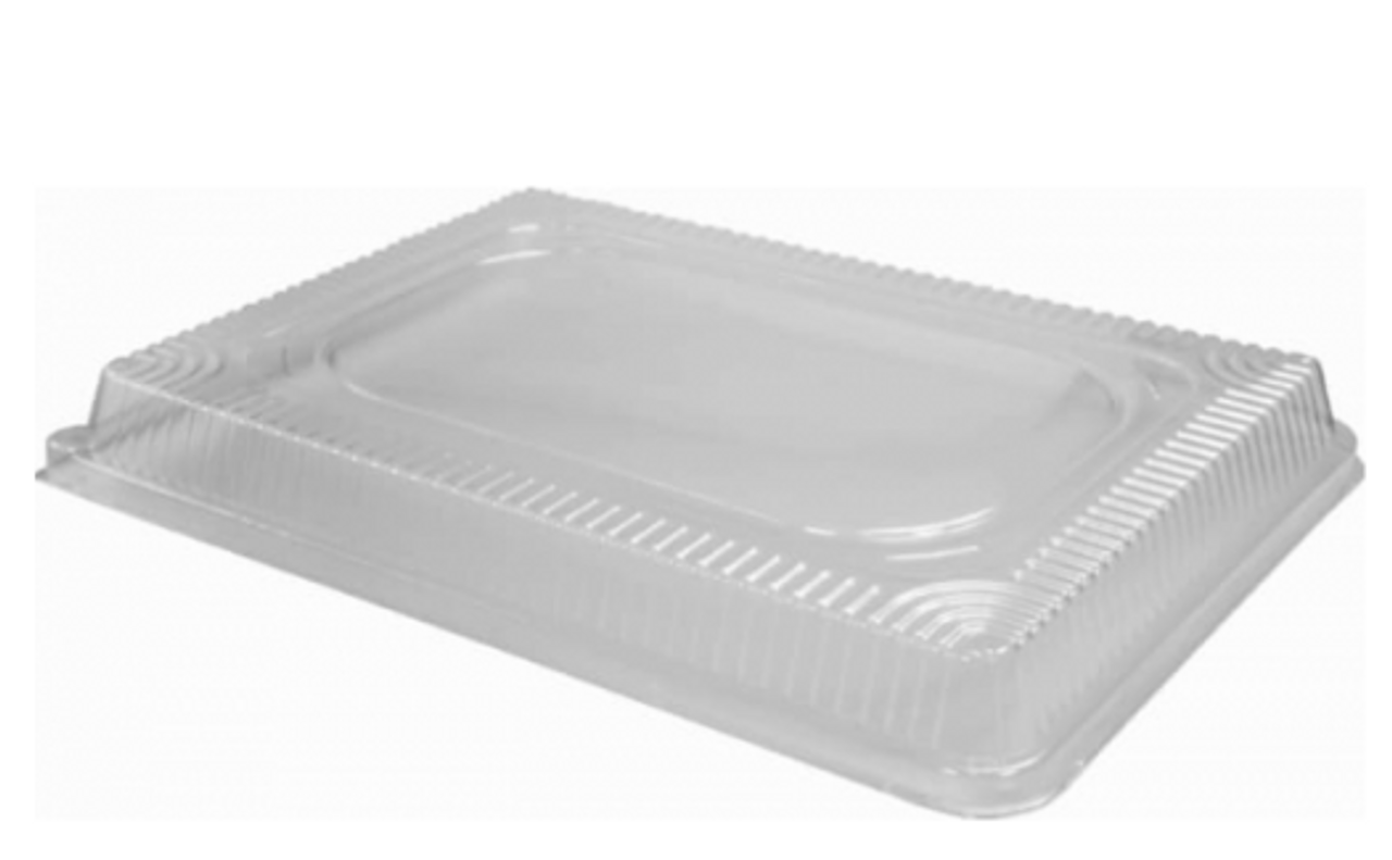 Disposable Aluminum Quarter Sheet Cake Pan w/ Plastic Dome Lid