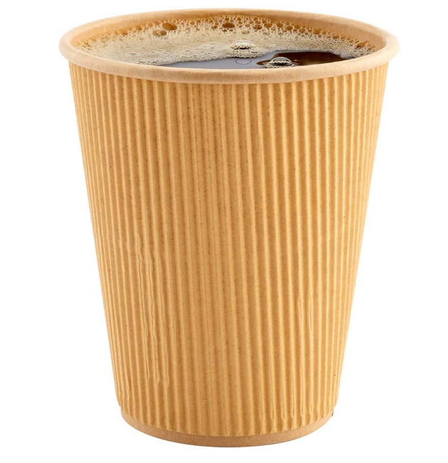 12 oz Kraft Ripple Paper Hot Cups (500/Case) Kevidko