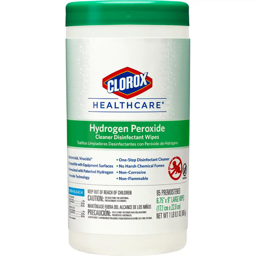 Clorox Healthcare 30824 Hydrogen Peroxide Disinfectant Wipes, 95 Sheets (6/Case)