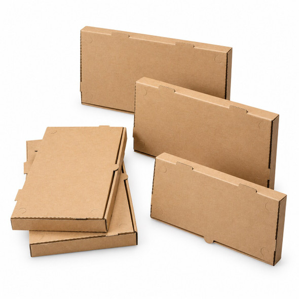 14 x 7 inch plain kraft rectangular flatbread and pizza boxes, 50 per case